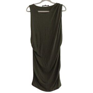 BARBARA BUI 100% Lyocell Draped Ruched Stretch Dress in Khaki Green - Size L